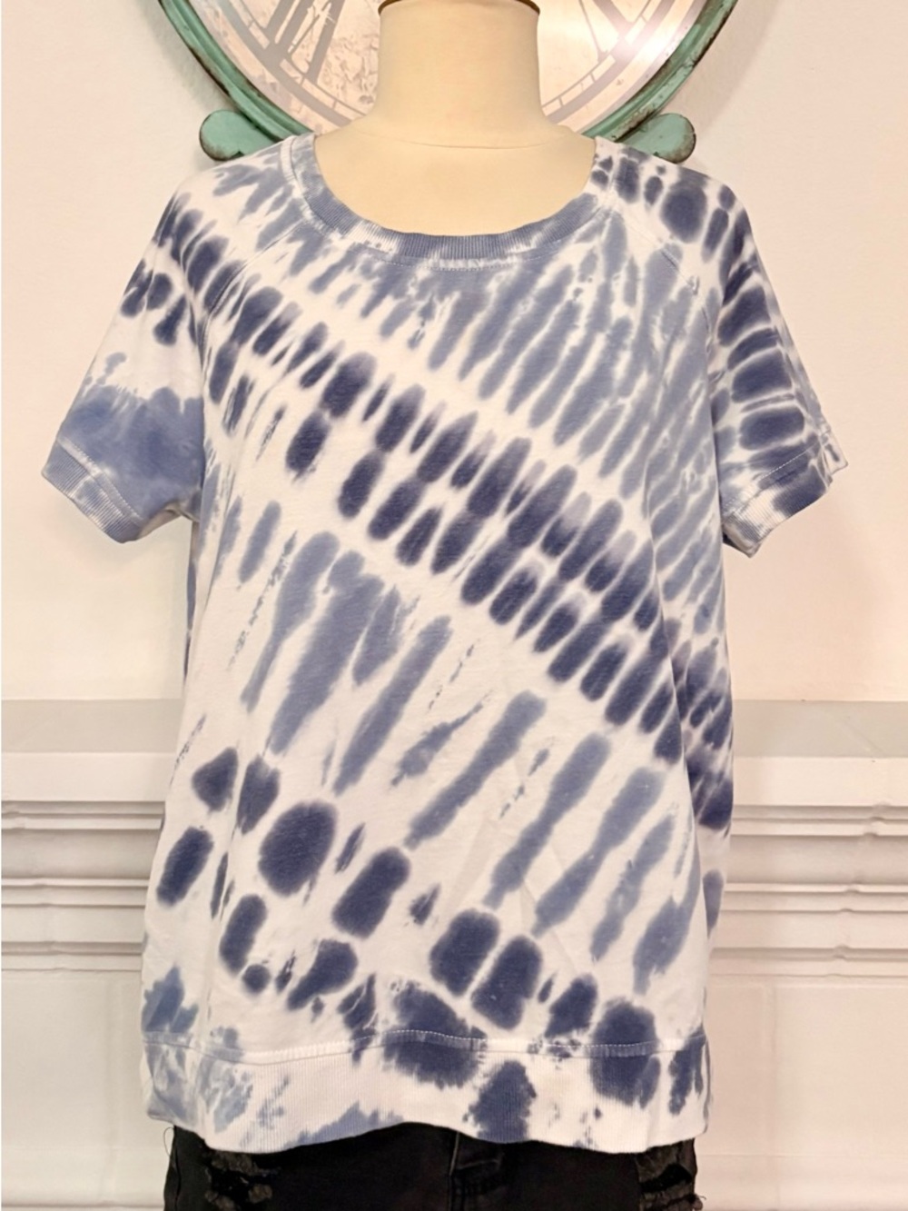 Jane and Delancey Blue and White Tie-Dye Short Sleeve Tee